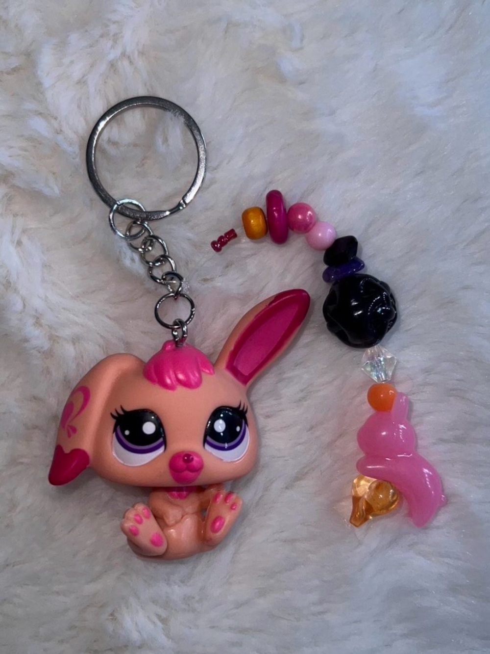 Littlest Pet Shop Pink Orange Purple Bunny Keychain